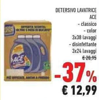 Conad DETERSIVO LAVATRICE ACE - classico - color 3x38 lavaggi - disinfettante 3x24 lavaggi offerta