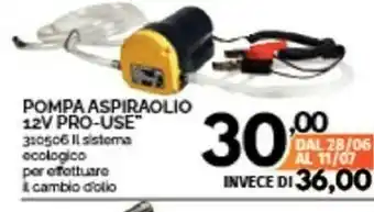 Orizzonte Pompa Aspiraolio 12v Pro-use offerta