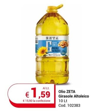 Centro Cash Olio ZETA Girasole Altoleico 10 Lt offerta