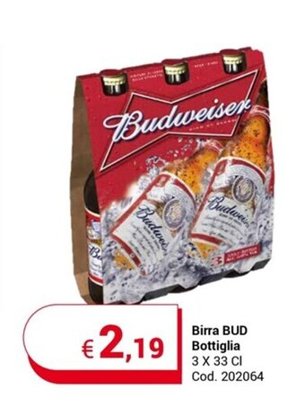 Birra BUD Bottiglia 3 X 33 CI