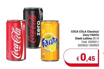 Centro Cash COCA COLA Classica/ Zero/ FANTA Sleek Lattina 25 Cl offerta