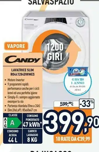 Unieuro Candy Lavatrice offerta