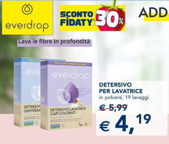 Esselunga everdrop DETERSIVO PER LAVATRICE  in polvere, 19 lavaggi offerta