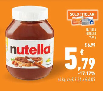 Conad NUTELLA FERRERO 950 g offerta