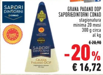 Conad GRANA PADANO DOP SAPORI&DINTORNI CONAD 300 g circa offerta