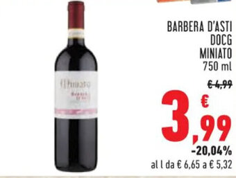 Conad BARBERA D'ASTI DOCG MINIATO 750 ml offerta