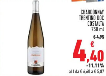 Conad CHARDONNAY TRENTINO DOC COSTALTA 750 ml offerta
