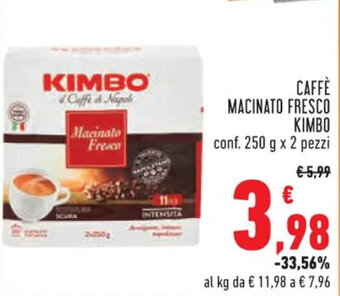 Conad CAFFÈ MACINATO FRESCO KIMBO conf. 250 g x 2 pezzi offerta