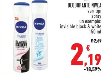 Conad DEODORANTE NIVEA vari tipi 150 ml offerta