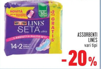 Conad ASSORBENTI LINES vari tipi offerta