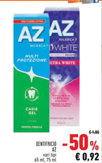 Conad DENTIFRICIO AZ vari tipi 65 ml 75 ml offerta