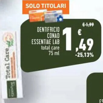 Conad DENTIFRICIO CONAD ESSENTIAE LAB total care 75 ml offerta