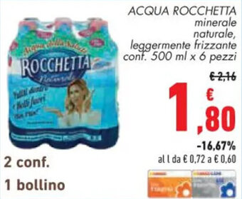 Conad ACQUA ROCCHETTA minerale conf. 500 ml x 6 pezzi offerta