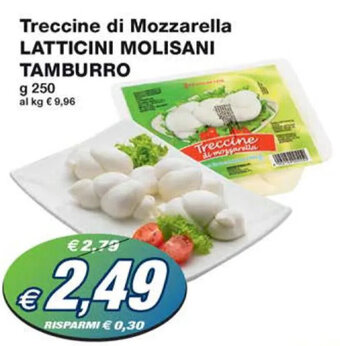 Prix Quality Treccine di Mozzarella LATTICINI MOLISANI TAMBURRO g 250 offerta
