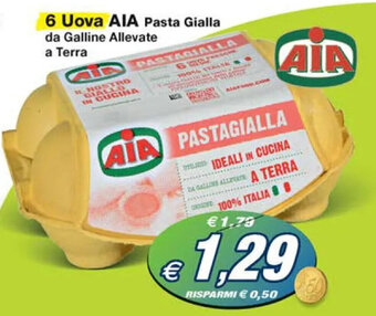 Prix Quality 6 Uova AIA Pasta Gialla da Galline Allevate a Terra offerta