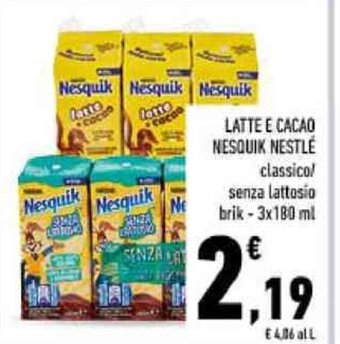 Conad LATTE E CACAO NESQUIK NESTLÉ 3x180 ml offerta