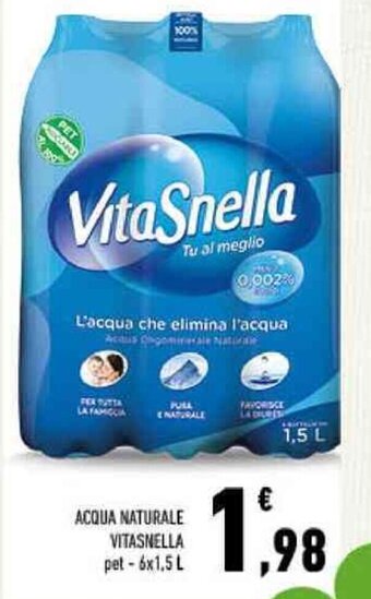 Conad ACQUA NATURALE VITASNELLA pet 6x1.5 L offerta