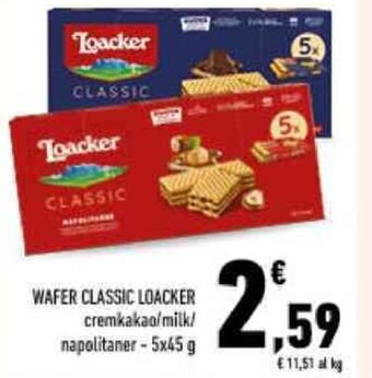Conad WAFER CLASSIC LOACKER 5x45 g offerta
