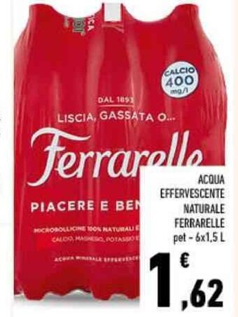 Conad ACQUA EFFERVESCENTE NATURALE FERRARELLE pet 6x1,5 L offerta