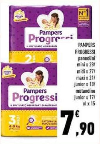 Conad PAMPERS PROGRESSI pannolini mini x 28/ midi x 27 offerta