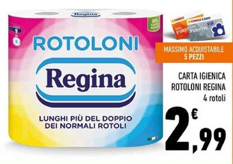 Conad CARTA IGIENICA ROTOLONI REGINA 4 rotoli offerta
