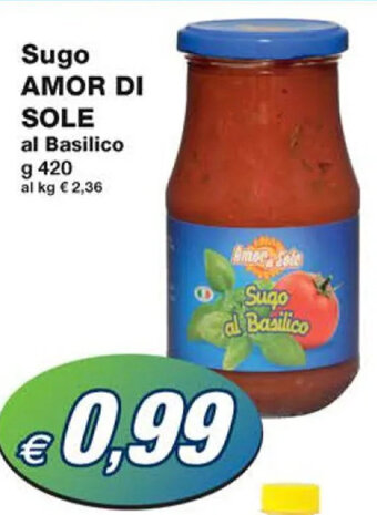 Prix Quality Sugo AMOR DI SOLE al Basilico g 420 offerta