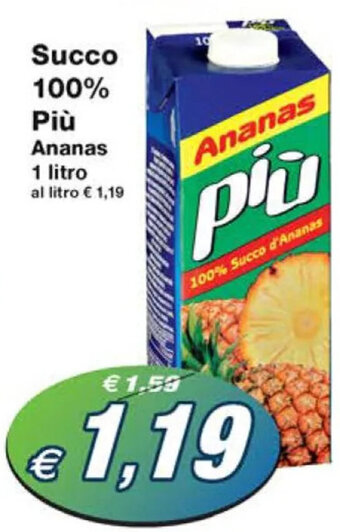 Prix Quality Succo 100% Più Ananas 1 litro offerta