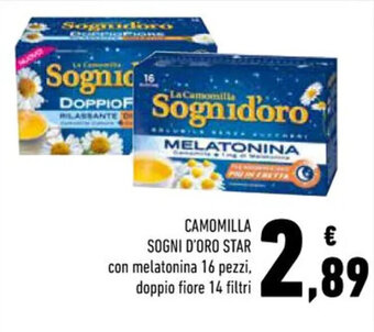 Conad Superstore CAMOMILLA SOGNI D'ORO STAR con melatonina 16 pezzi, doppio fiore 14 filtri offerta