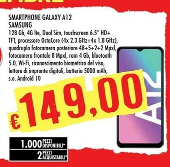 Bennet Samsung Galaxy A12 SM-A125FZBHMEA Smartphone 16,5 Cm (6.5") Doppia SIM 4G USB Tipo-C 4 GB 128 GB 5000 MAh Blu offerta