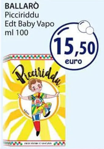 Acqua & Sapone BALLARO Picciriddu Edt Baby Vapo ml 100 offerta