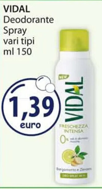 Acqua & Sapone VIDAL Deodorante Spray vari tipi ml 150 offerta