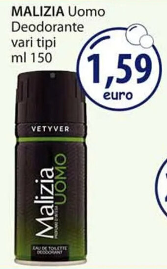 Acqua & Sapone MALIZIA Uomo Deodorante vari tipi ml 150 offerta