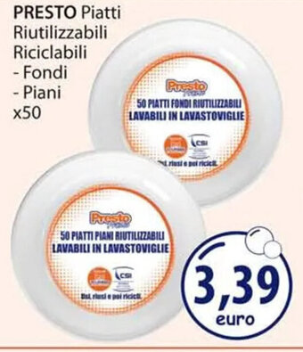 Acqua & Sapone PRESTO Piatti Riutilizzabili Riciclabili - Fondi - Piani x50 offerta