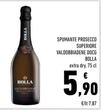 Conad Superstore SPUMANTE PROSECCO SUPERIORE VALDOBBIADENE DOCG BOLLA extra dry 75 cl offerta