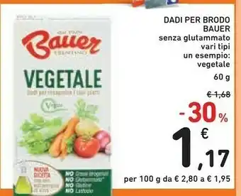 Conad Bauer Brodo Vegetale Da Agricoltura Biologica 60 G(ml) offerta