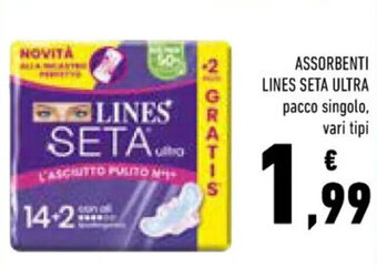 Conad Superstore ASSORBENTI LINES SETA ULTRA pacco singolo vari tipi offerta
