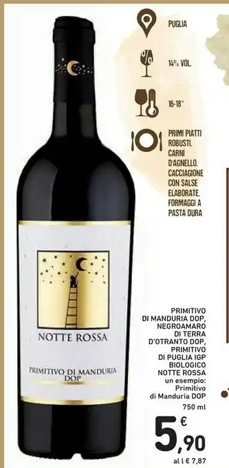 Conad Notte Rossa - Negroamaro Di Terra D'Otranto DOP 750 G(ml) offerta