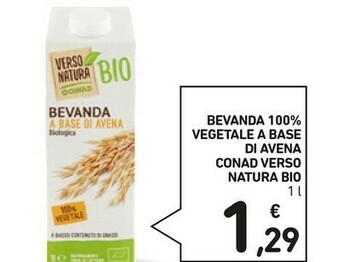 Conad Conad - Bevanda A Base Di Avena Biologica 100% Vegetale Verso Natura 1000 G(ml) offerta