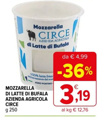 Iperal MOZZARELLA DI LATTE DI BUFALA AZIENDA AGRICOLA CIRCE g 250 offerta