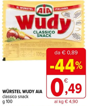 Iperal WÜRSTEL WUDY AIA classico snack g 100 offerta