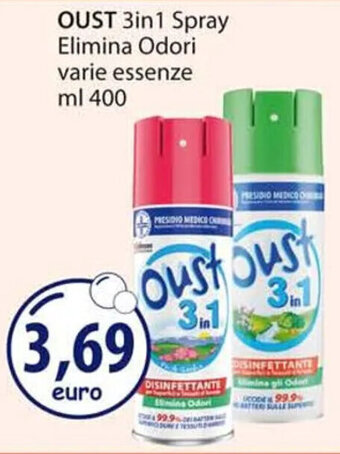 Acqua & Sapone OUST 3in1 Spray Elimina Odori varie essenze ml 400 offerta