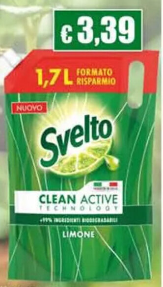 Acqua & Sapone Svelto CLEAN ACTIVE LIMONE 1,7 L offerta