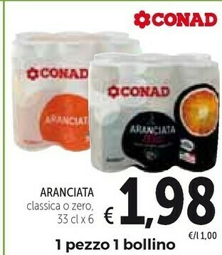 Conad Conad - Aranciata Zero Lattina 330 G(ml) offerta