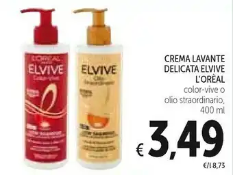 Conad L'Oreal Crema Lavante Delicata Elvive Color-vive/ Olio Straordinario 400 Ml offerta