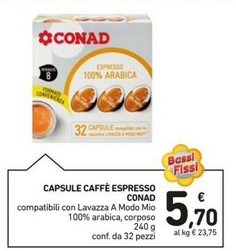 Conad Conad Capsule Caffe Espresso offerta