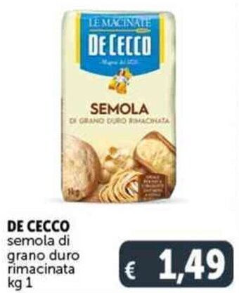 Deco Supermercati DE CECCO semola di grano duro rimacinata kg 1 offerta