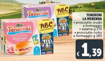 Deco Supermercati TENERONI LA MERENDA • prosciutto crudo e formaggio • salame g 170 • prosciutto cotto e formaggio g 180 offerta