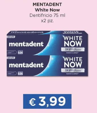 Acqua & Sapone MENTADENT White Now Dentifricio 75 ml x2 pz. offerta