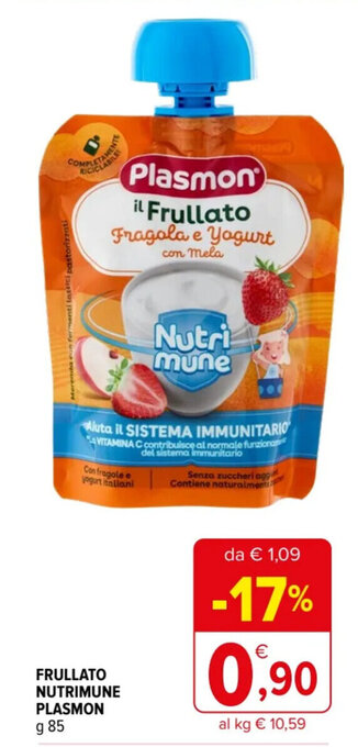 Iperal FRULLATO NUTRIMUNE PLASMON g 85 offerta