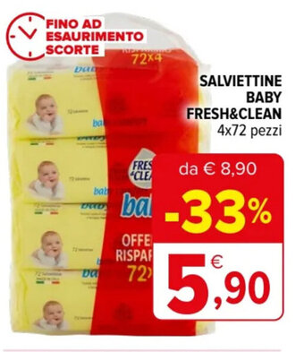 Iperal SALVIETTINE BABY FRESH&CLEAN 4x72 pezzi offerta